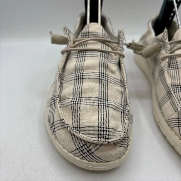 Hey Dude Wendy Plaid Beige Women’s Size 7 121410558 Casual Comfort Slip On Shoes - Picture 9 of 16